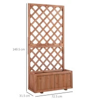 Fioriera da Esterno con Grigliato per Rampicanti e Vaso, in Legno di Abete, 72.5x31.5x149.5 cm, Arancio