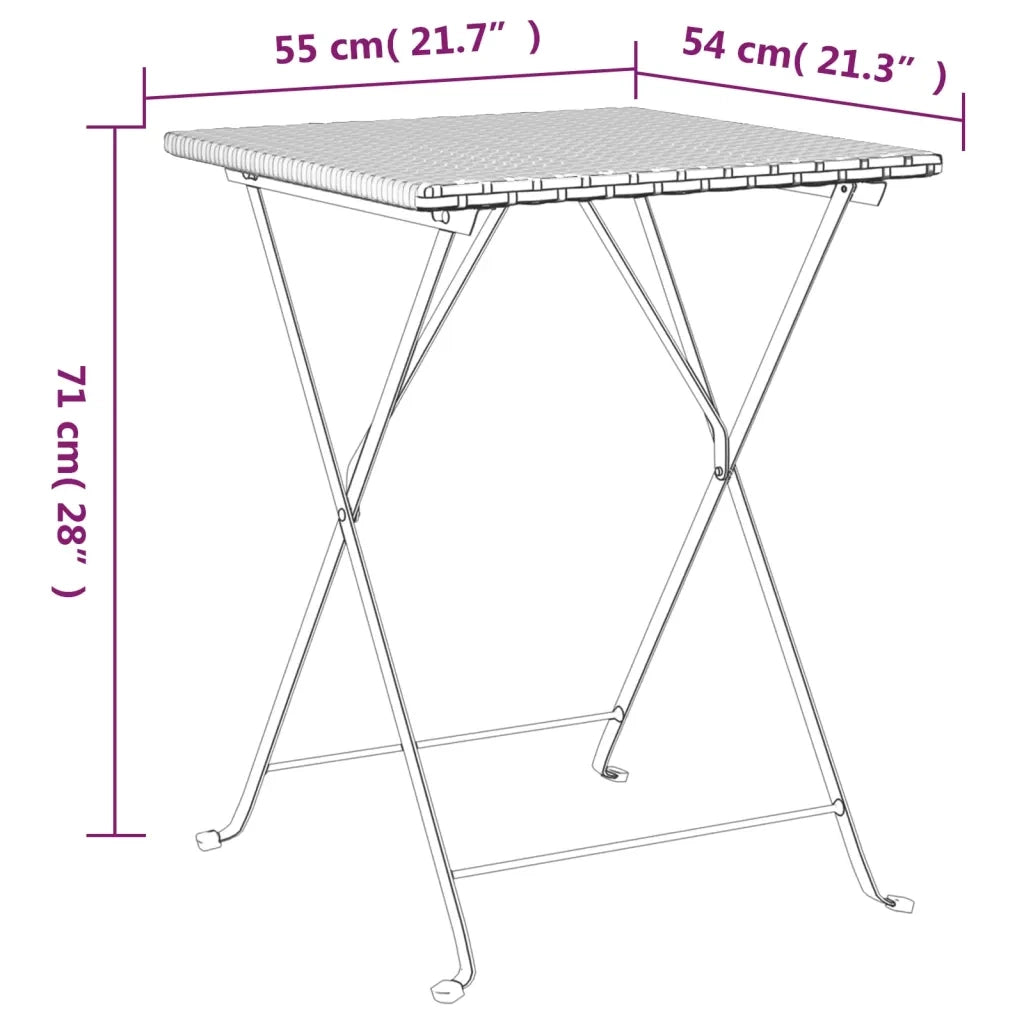 Tavolo Pieghevole da BistrÃ² Grigio 55x54x71 cm Polyrattan