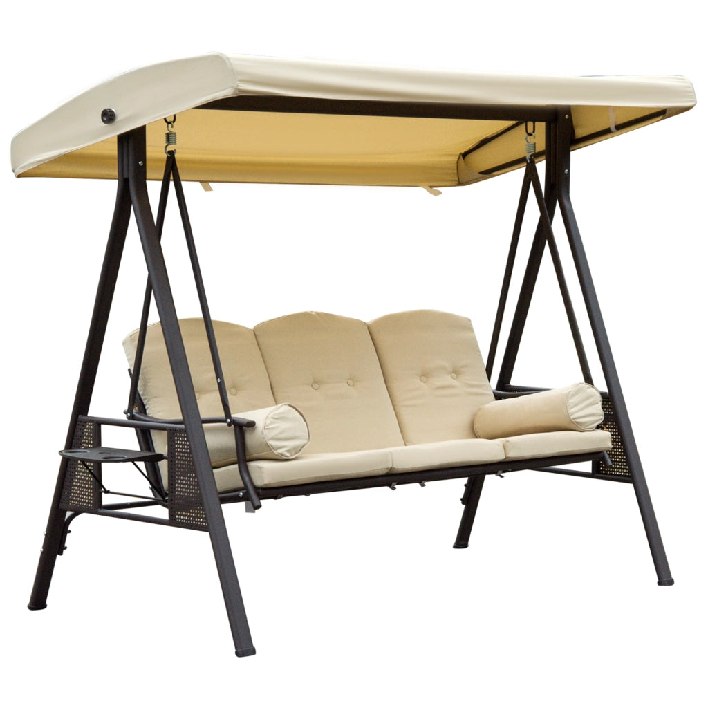 Dondolo da Giardino 3 Posti ¨C zephmum ¨C Metallo, Beige, 208x121x172 cm