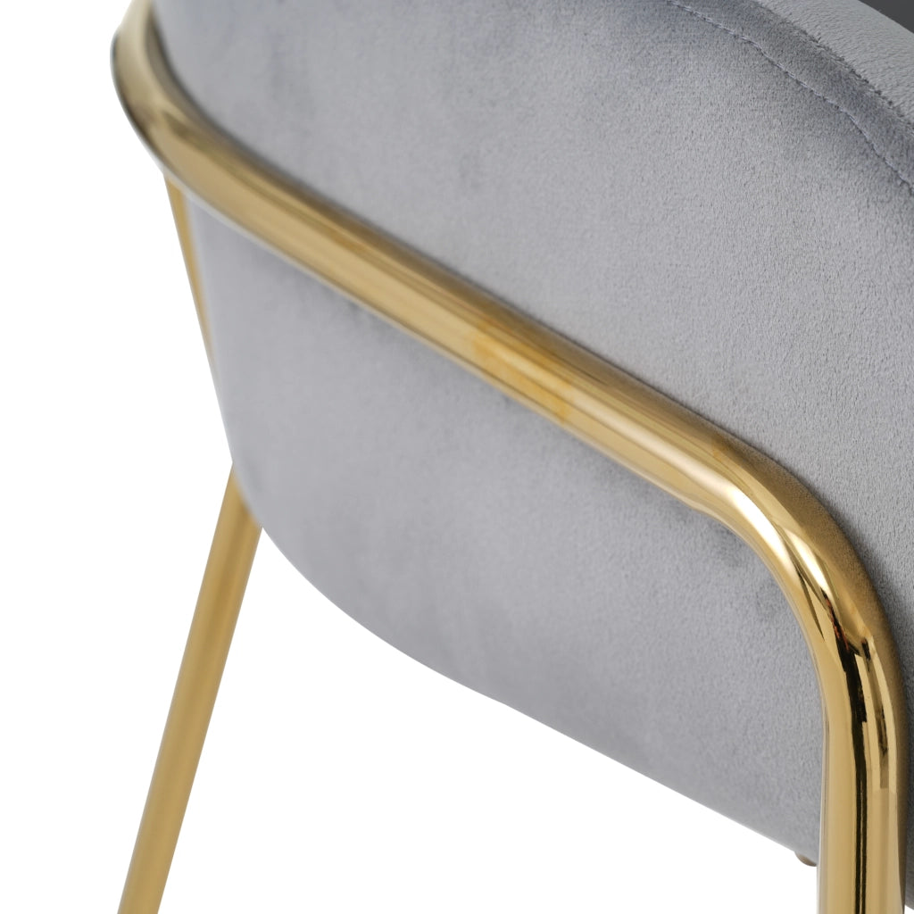 Sedia da pranzo in velluto grigio con gambe in metallo, design moderno per sala da pranzo, soggiorno e camera da letto