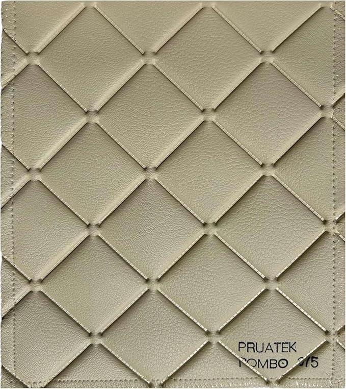 Tessuto FintaPelle Nautica Tappezzeria Alta Qualità "PRUATEK" - Colore ROMBI BEIGE CHIARO 0375 - Morbida e Resistente - Vendita al Metro - H.140