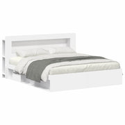 Letto matrimoniale | Letto per adulti | Telaio del letto con storage con testiera Bianco 180 x 200 cm