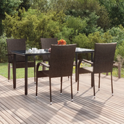 Set da Pranzo da Giardino 5 pz Marrone in Polyrattan 3156660