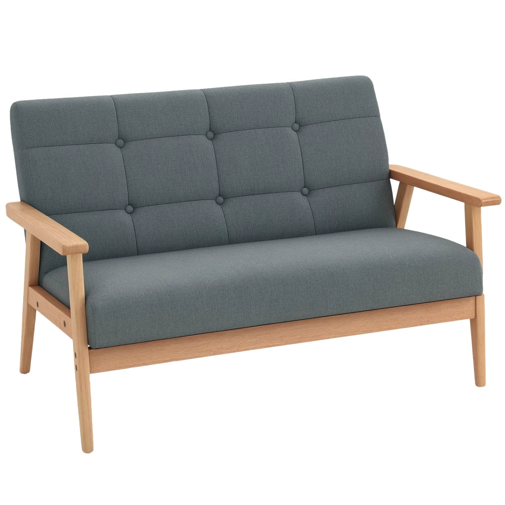 Divano 2 posti scandinavo con braccioli e gambe in legno ¨C zephmum ¨C grigio 115x66.5x73 cm