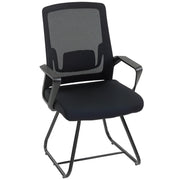 Sedia da Ufficio Senza Ruote Ergonomica con Braccioli per Sala d'Attesa, Nero