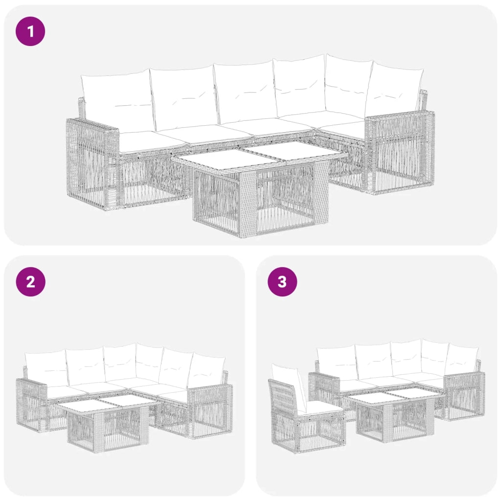 Set Divano da Giardino 6 pz Beige e Bianco Crema polyrattan 3436791
