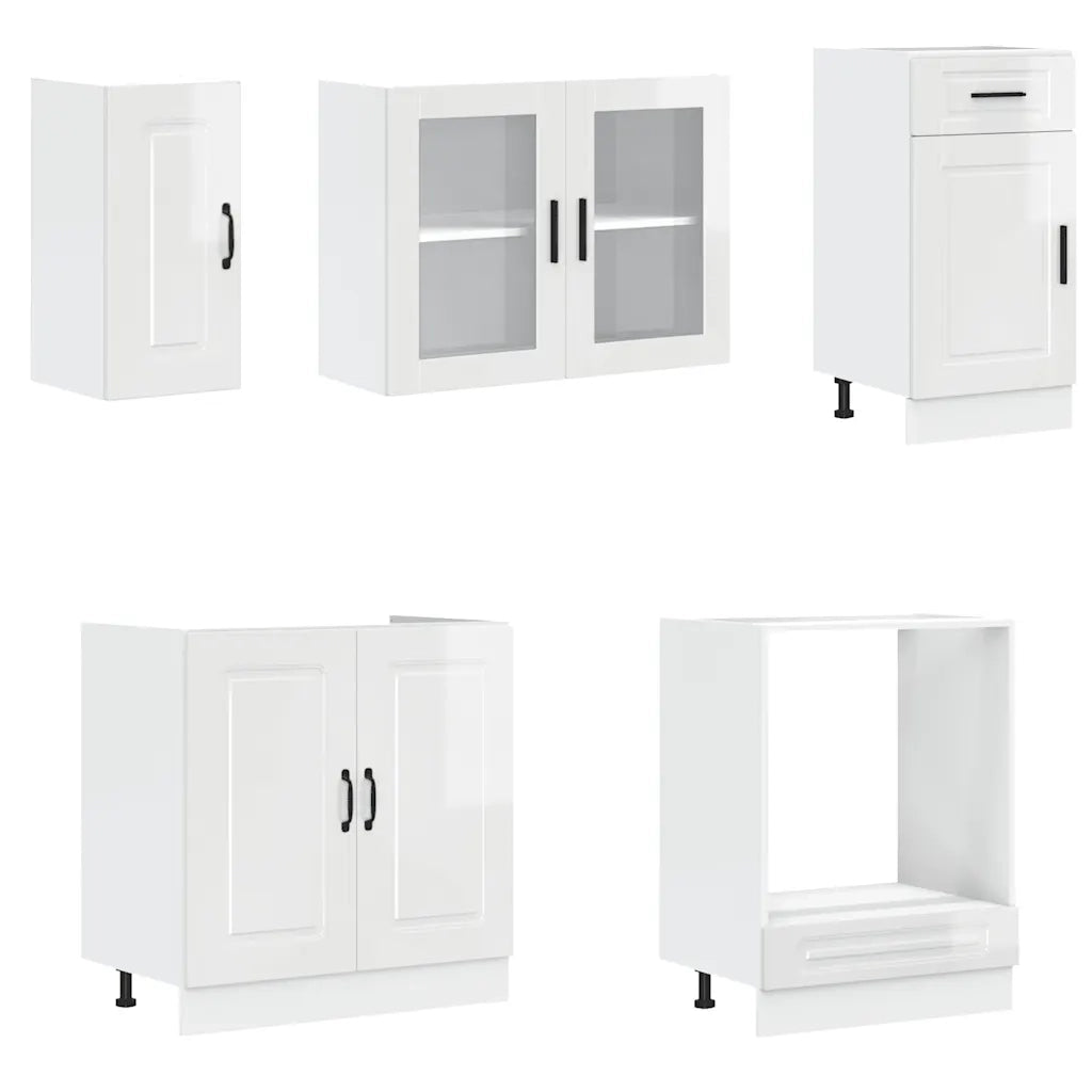 Set Mobili da Cucina 8 pz Porto Bianchi Lucido in Truciolato 3314813