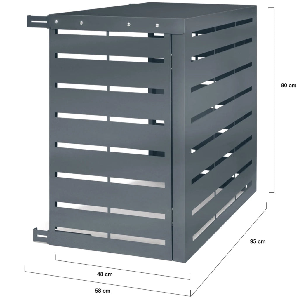 IDMarket - Copertura per climatizzatore 95 x 50 x 80 cm in metallo grigio antracite, protezione per l'unità esterna della pompa di calore