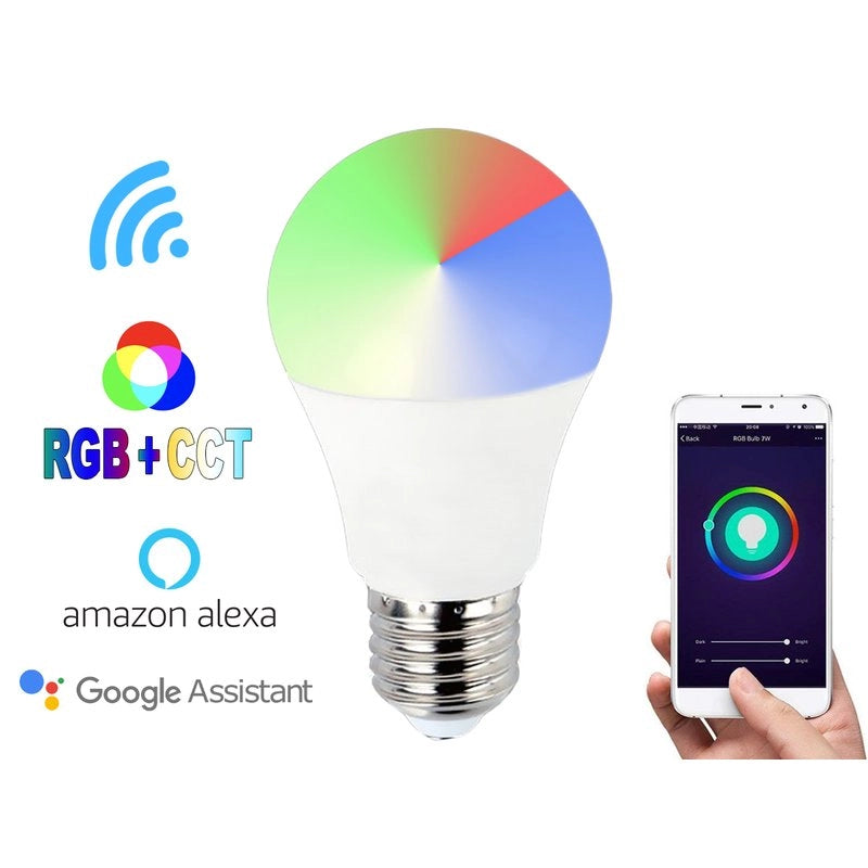 Smart Lampada Led Bulb E27 A65 15W WiFi RGB CCT Dimmerabile APP Compatible Amazon Alexa Google Home SKU-2753