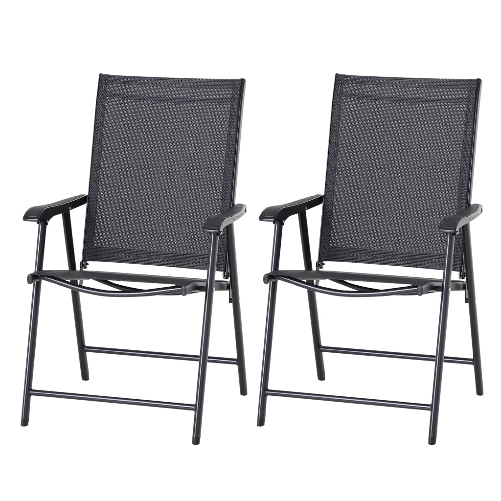 Sedia pieghevole con braccioli 2 pezzi ¨C zephmum ¨C nero metallo 58x64x94 cm