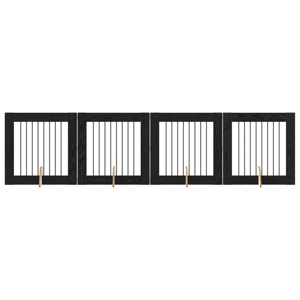 Cancello per cani con supporti 4 pcs Rovere Nero 80 x 80 cm 892079