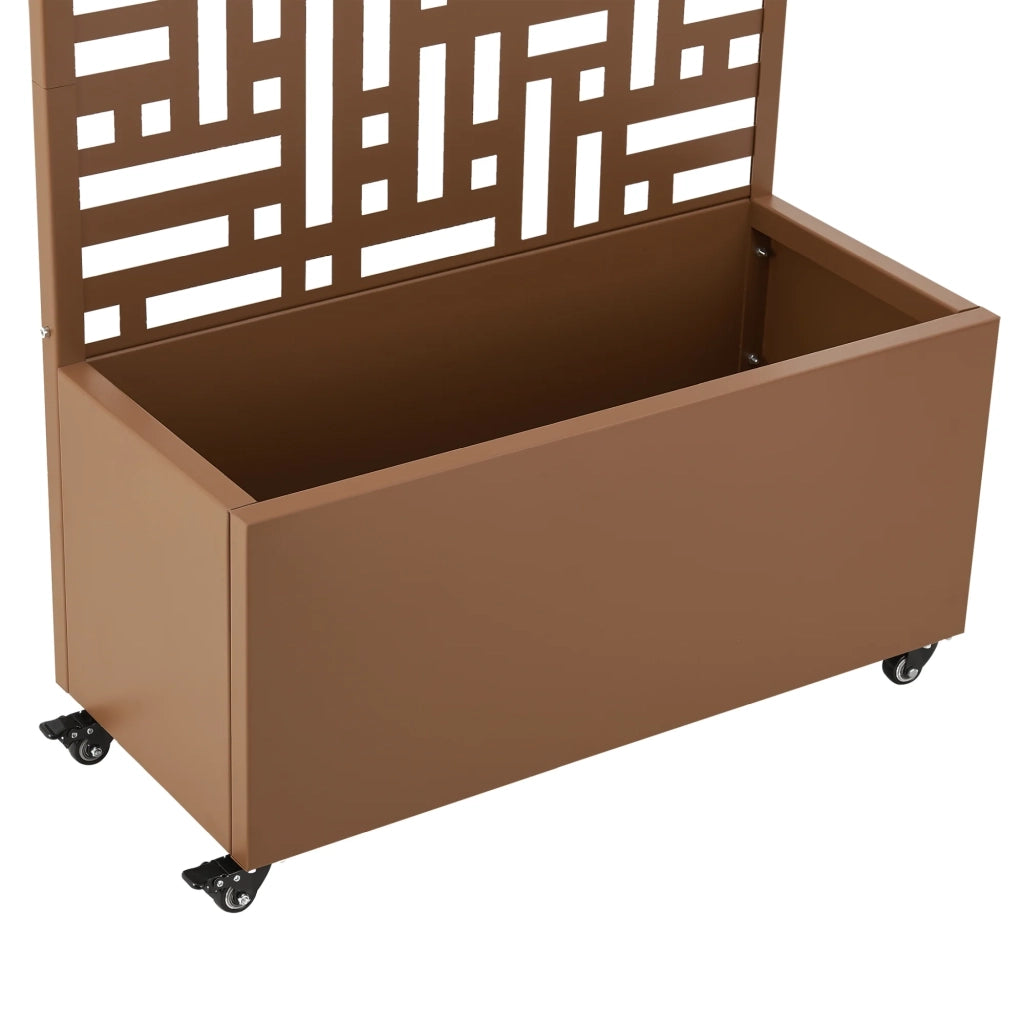 Fioriera/vaso in acciaio zincato con schermo per la privacy 190 x 82 x 38 cm marrone 03_0009498