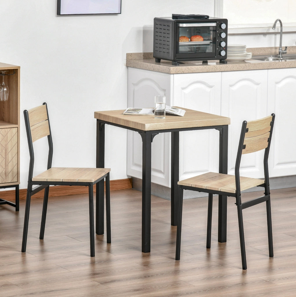 Set tavolo e sedie in stile rustico naturale e nero
