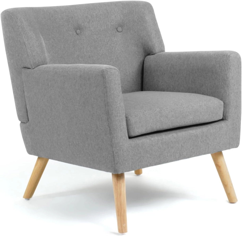 Poltrona scandinava in tessuto blu anatra LIV