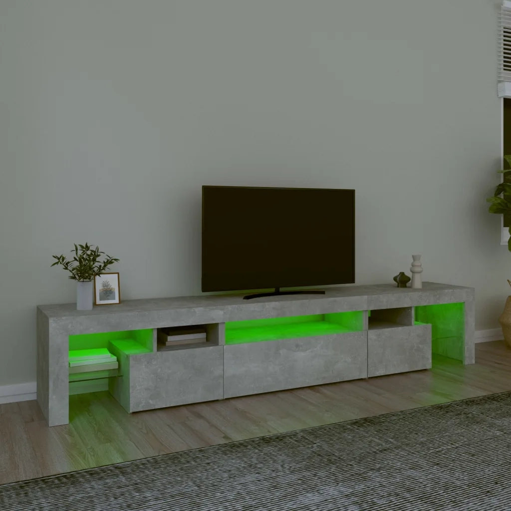 Mobile Porta TV con Luci LED Grigio Cemento 215x36,5x40 cm 3152797