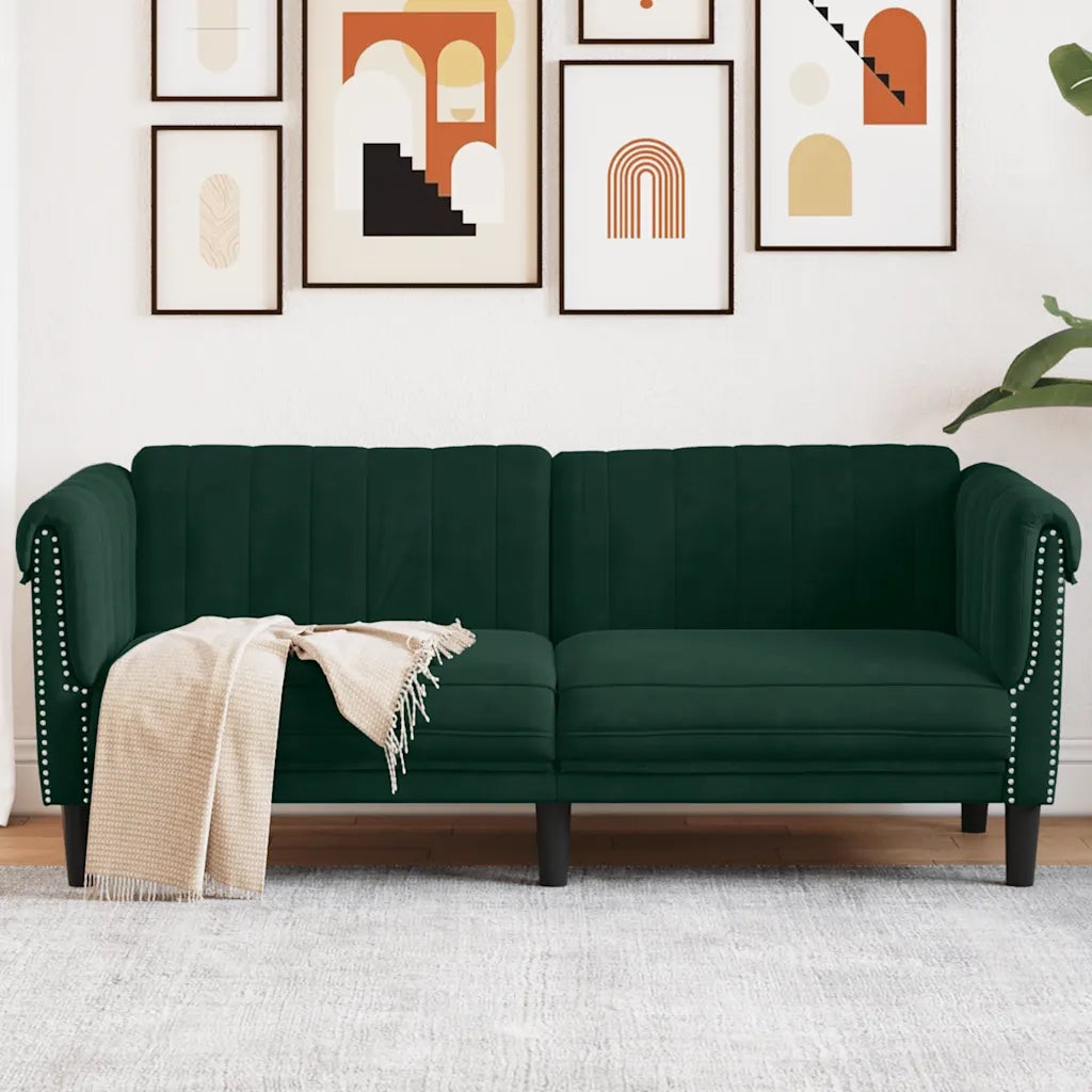 Divano | Divano da soggiorno | Sofa a 2 Posti Verde Scuro in Velluto