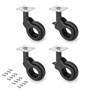 Lotto di 4 ruote Hole 2 con piastra di montaggio, diametro 60 mm, Acciaio e plastica, Tecnoplastica grigio