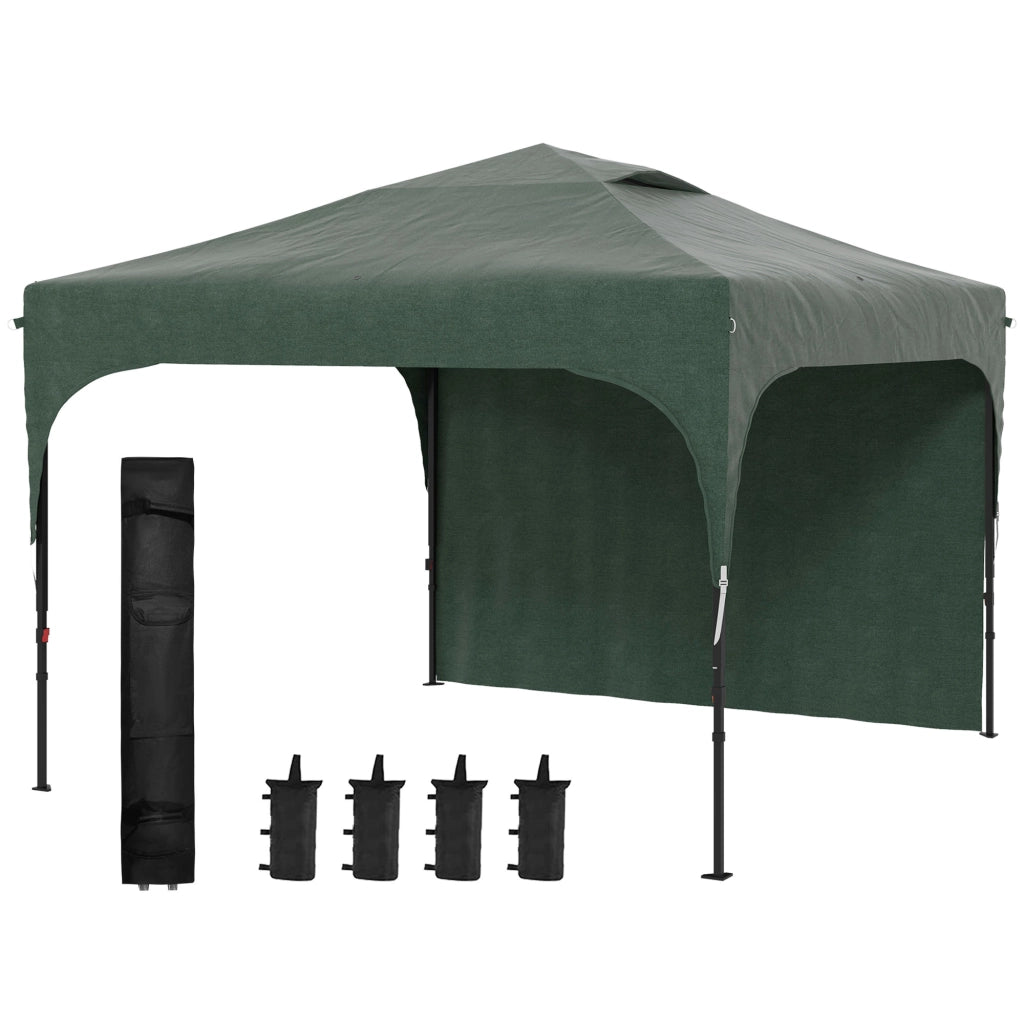 Gazebo da Giardino 3x3m ¨C Xylo ¨C Con Parete Laterale Impermeabile e Sacchetti Zavorra Verde