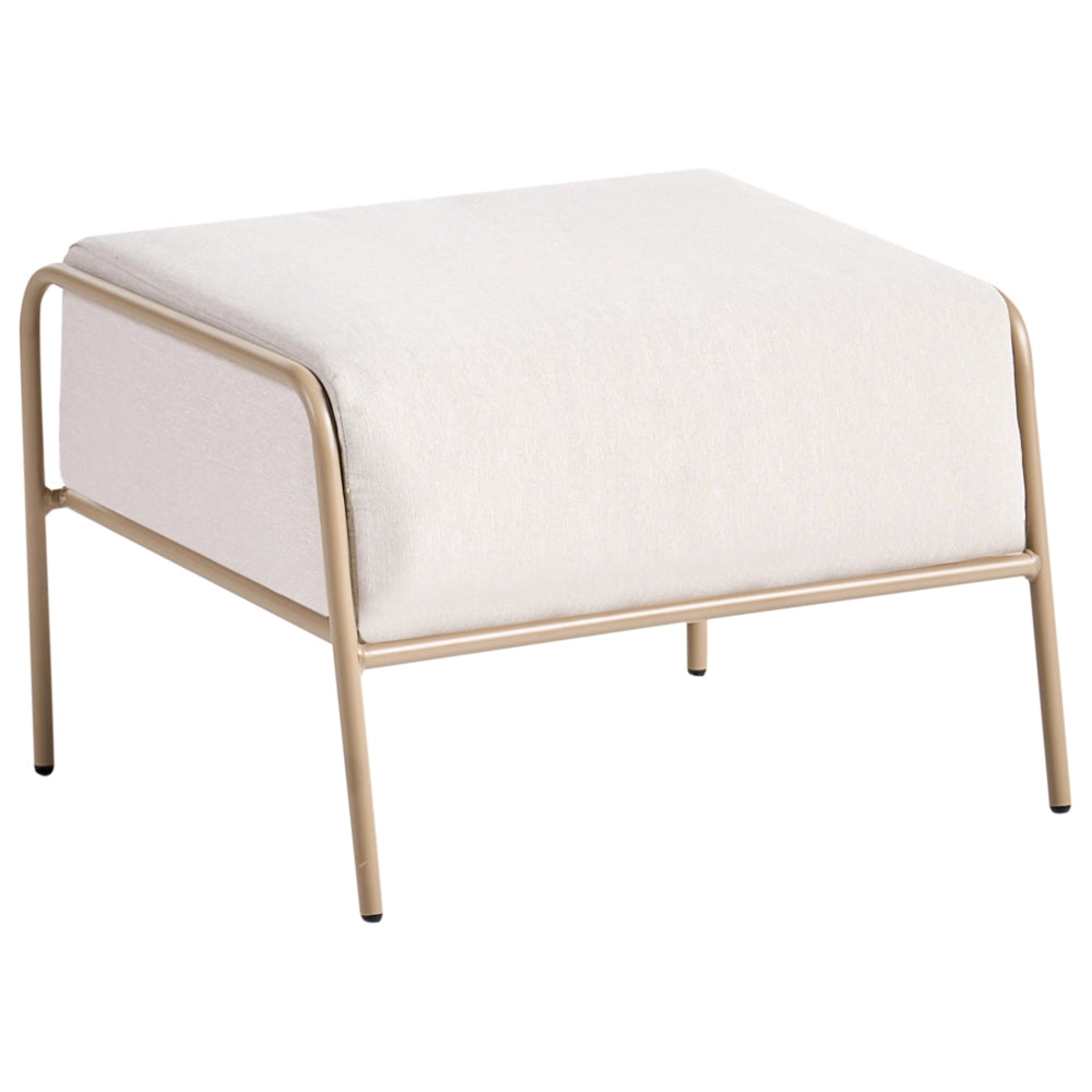 Set di 2 sedie da giardino beige con cuscini imbottiti schienale struttura in metallo e poggiapiedi Design moderno per esterni