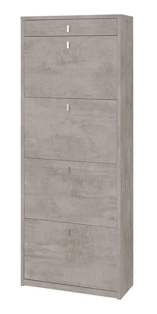 Scarpiera mobile porta scarpe 4 ante a ribalta e 1 Cassetto H164 L63 P29 Cm colore Cemento Sk568k Sarmog