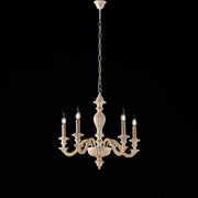 Lampadario Shabby Chic Leonardo Legno Avorio Oro 5 Luci E14