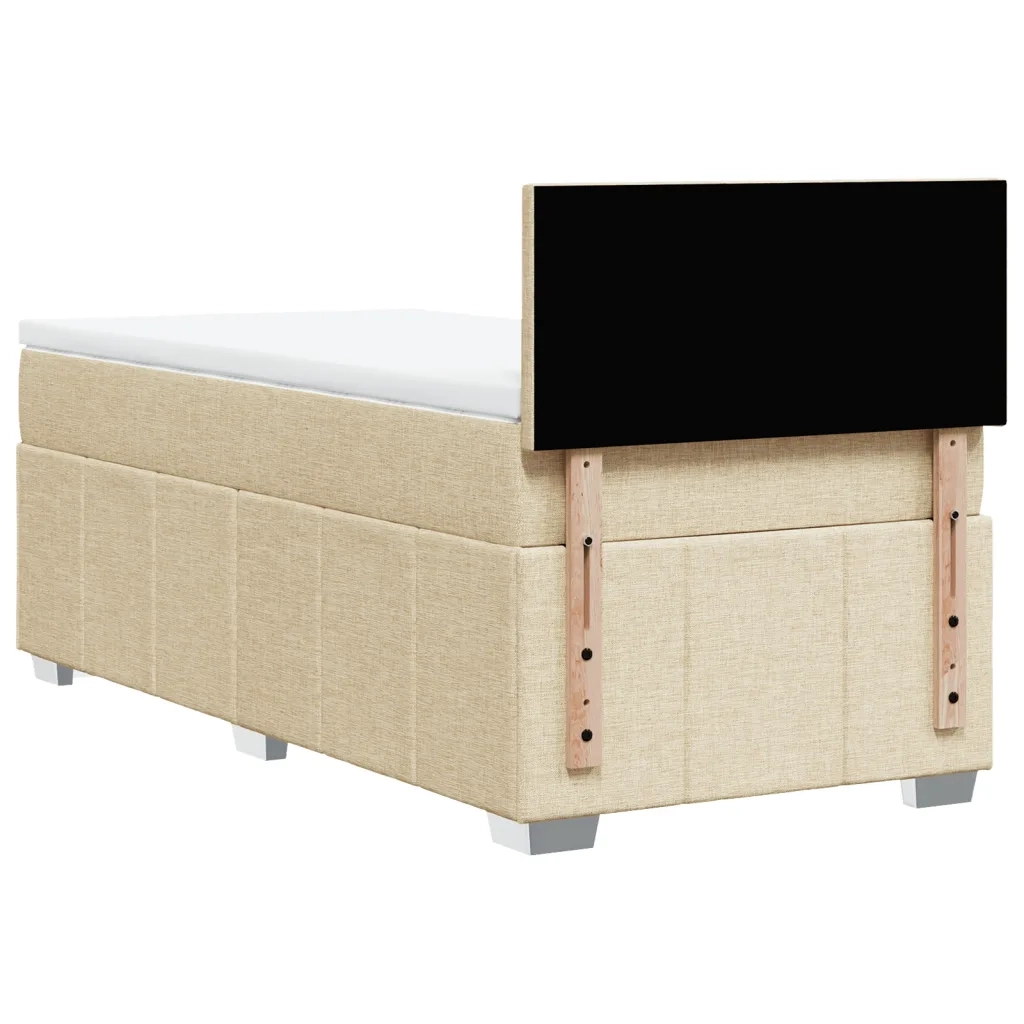 vidaXL Giroletto a Molle con Materasso Crema 100x200 cm in Tessuto