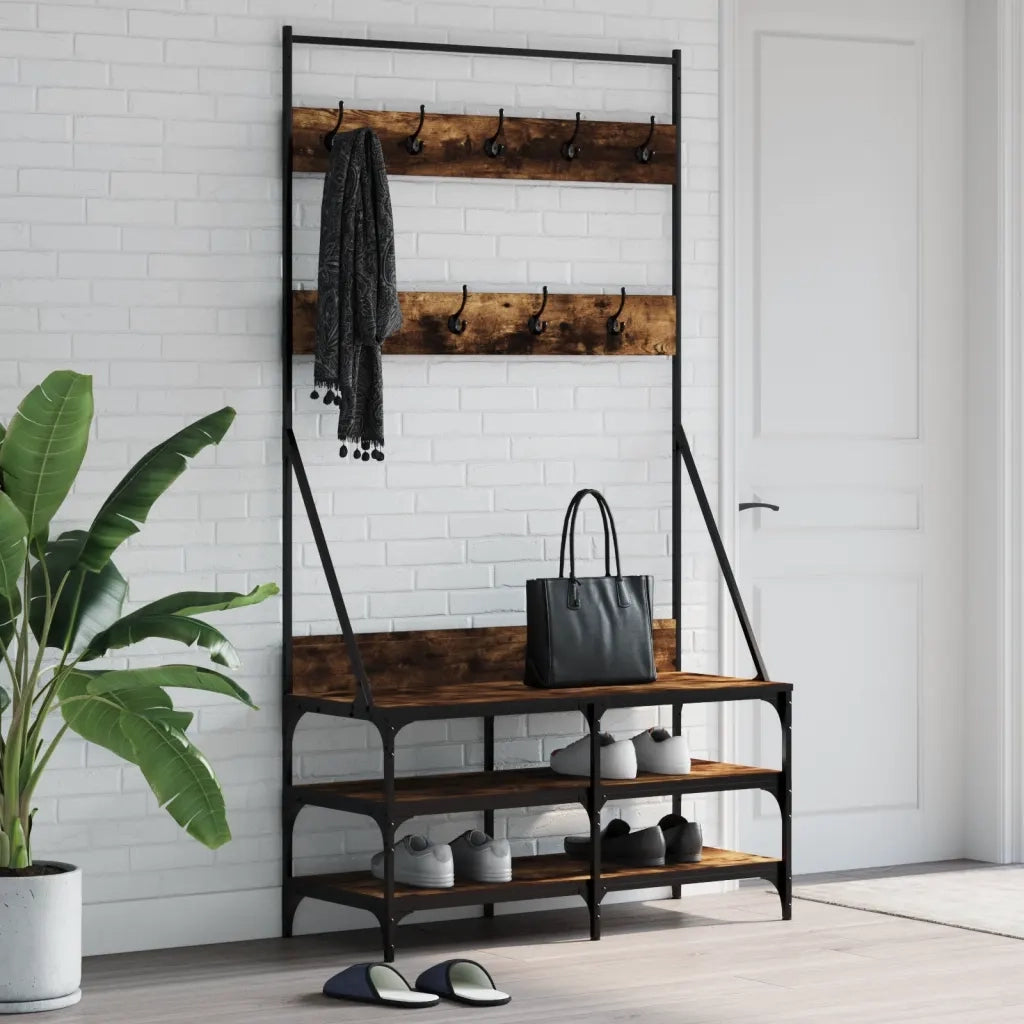 Appendiabiti con Porta Scarpe Rovere Fumo 100x40x184 cmcod mxl 108368