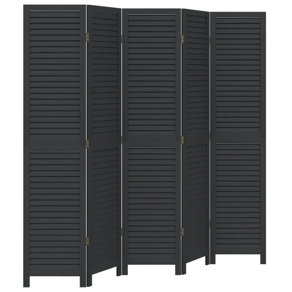 Divisorio Ambienti | Divider per stanze | Paravento 5 Pannelli Nero Legno Massello di Paulownia