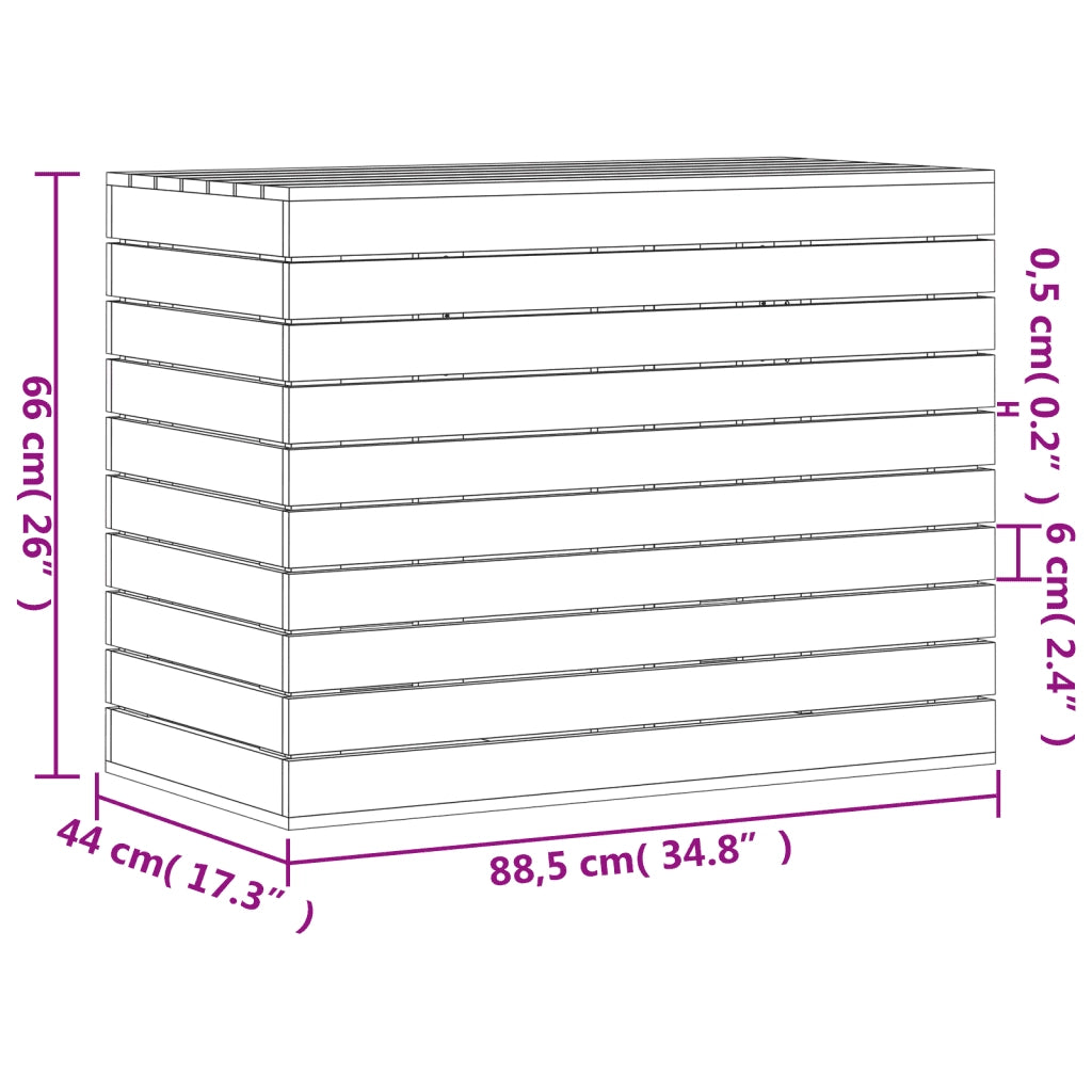 Cesto per Bucato Bianco 88,5x44x66 cm Legno Massello Pino