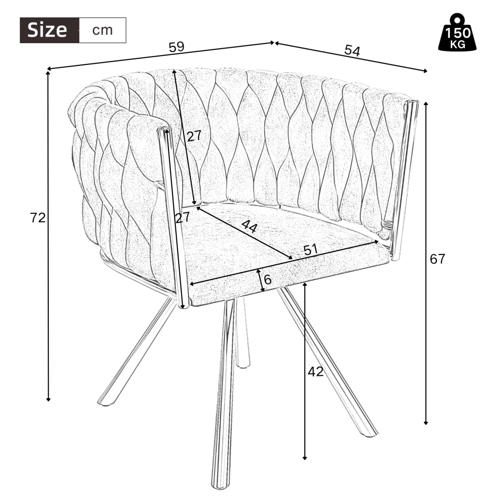 Sedia da pranzo girevole 59.06x55.25x45.72 cm in velluto; ergonomica; beige