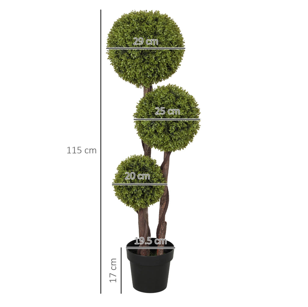 Pianta artificiale di bosso 115 cm in plastica verde con vaso, senza montaggio