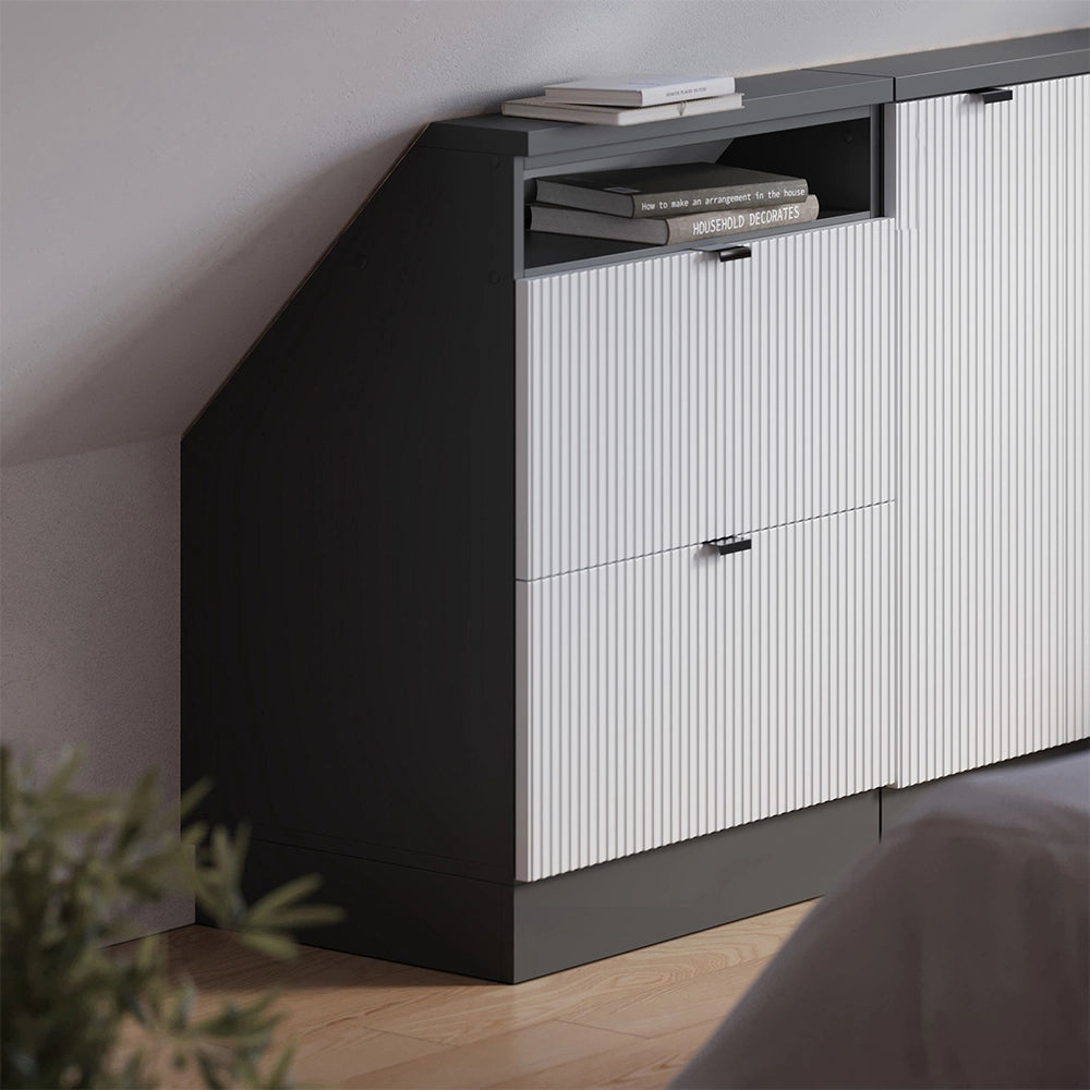 Mobile sottotetto Rion Ondulazione bianca/Antracite 60 x 83.8 cm con 2 cassetti Vicco