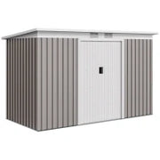 Casetta da giardino 3,6 m² in acciaio zincato 280 x 130 x 172 cm, Grigio chiaro