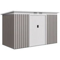 Casetta da giardino 3,6 m² in acciaio zincato 280 x 130 x 172 cm, Grigio chiaro
