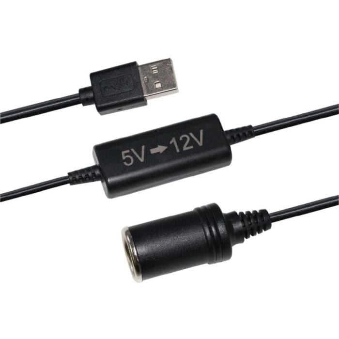 Convertitore presa accendisigari USB 5V a 12V - HTC EQUIPMENT - cavo 12W e 120cm