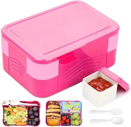 Lunchbox per bambini con cassette, 1550 ml, con 6 cassette e utensili, Bento Box, per bambini di entrambi i sessi, con 6 cassette e utensili, adatto per scuola materna