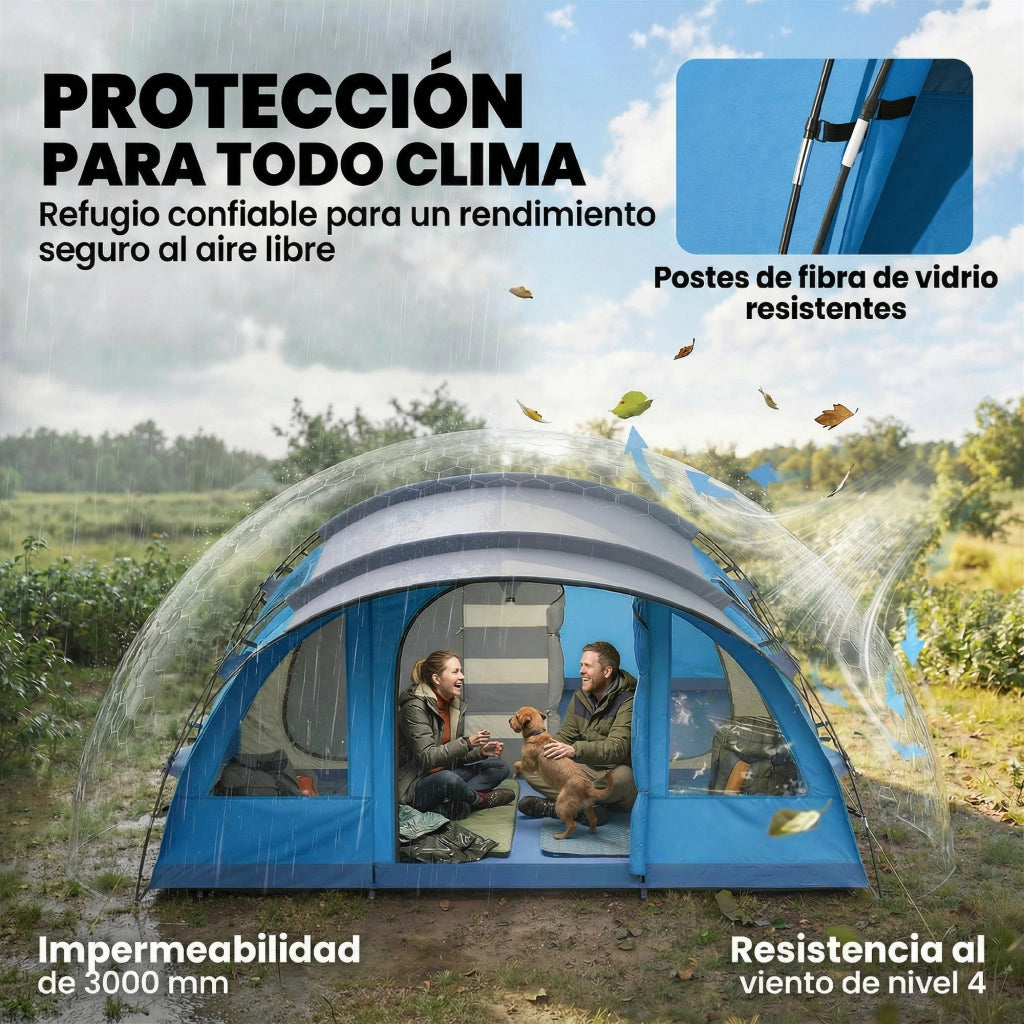 Tenda da campeggio tunnel 5 posti 3 stanze 4 finestre ¨C zephmum ¨C impermeabile