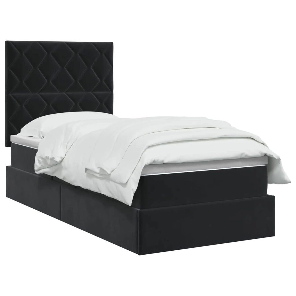 Letto con contenitore e materasso Nero 90 x 190 cm Velluto 3459719