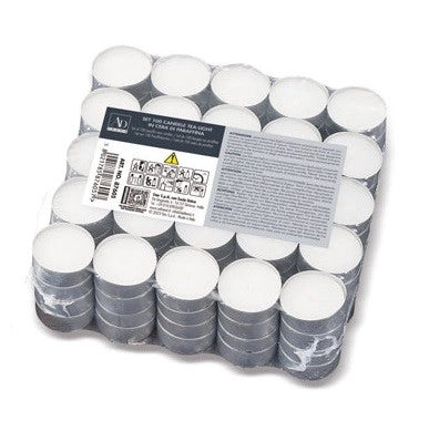 Set 100 Pezzi Candele Tea Light Bianco Inodore Made in Italy 3,6 cm