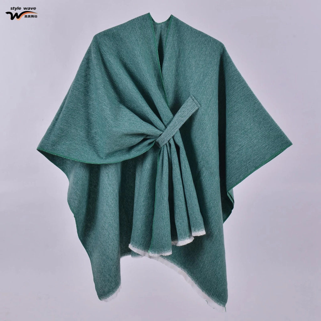 Sciarpa da donna, elegante mantello con cintura diagonale monocromatica