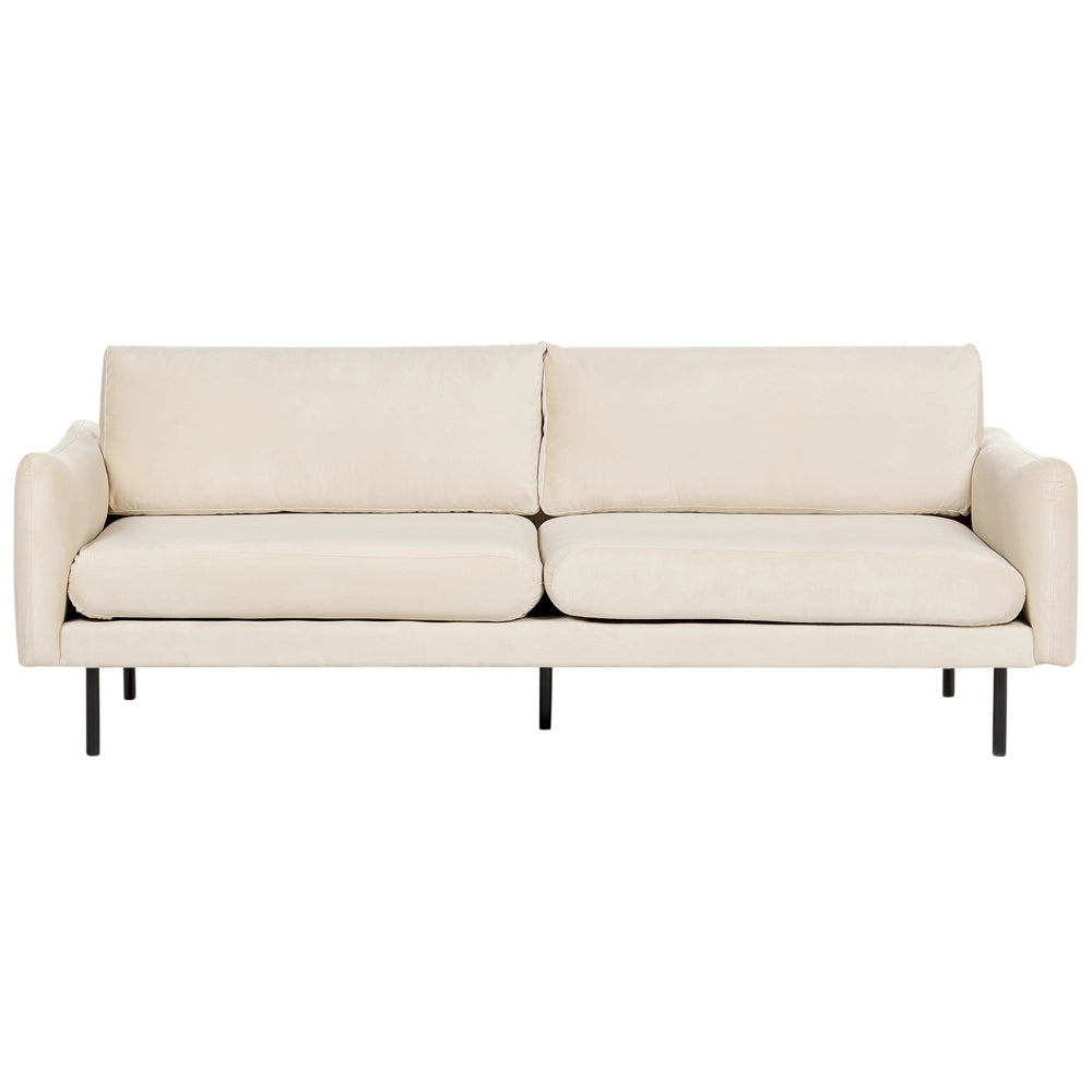 Divano moderno in velluto beige chiaro a 3 posti con Gambe nere Stile Retrò Moderno