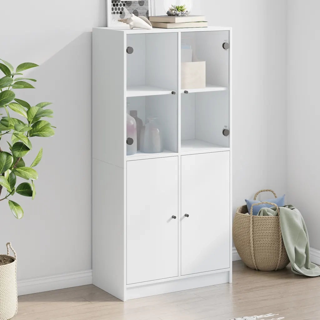 Credenza con Ante Bianca 68x37x142 cm Legno Multistrato 989371