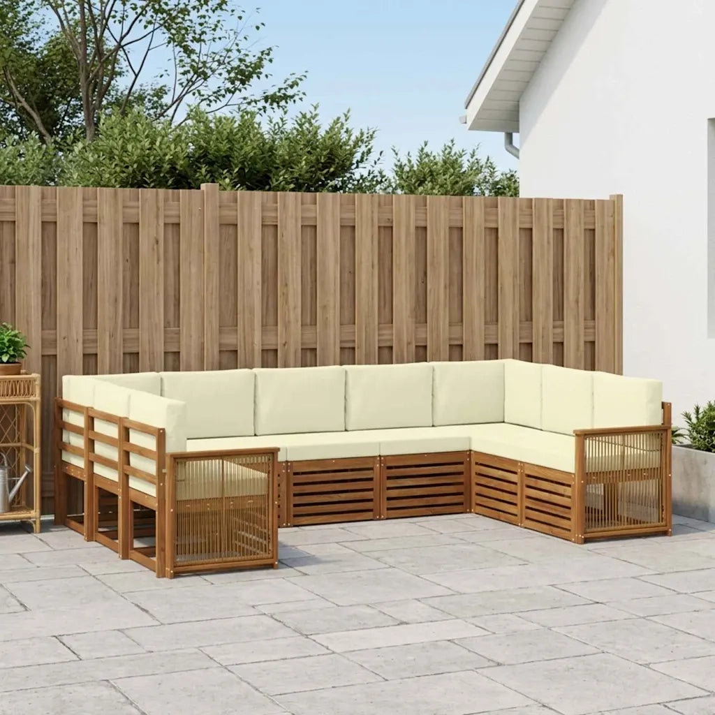Set divano sezionale con cuscino 7 pcs Naturale e Crema