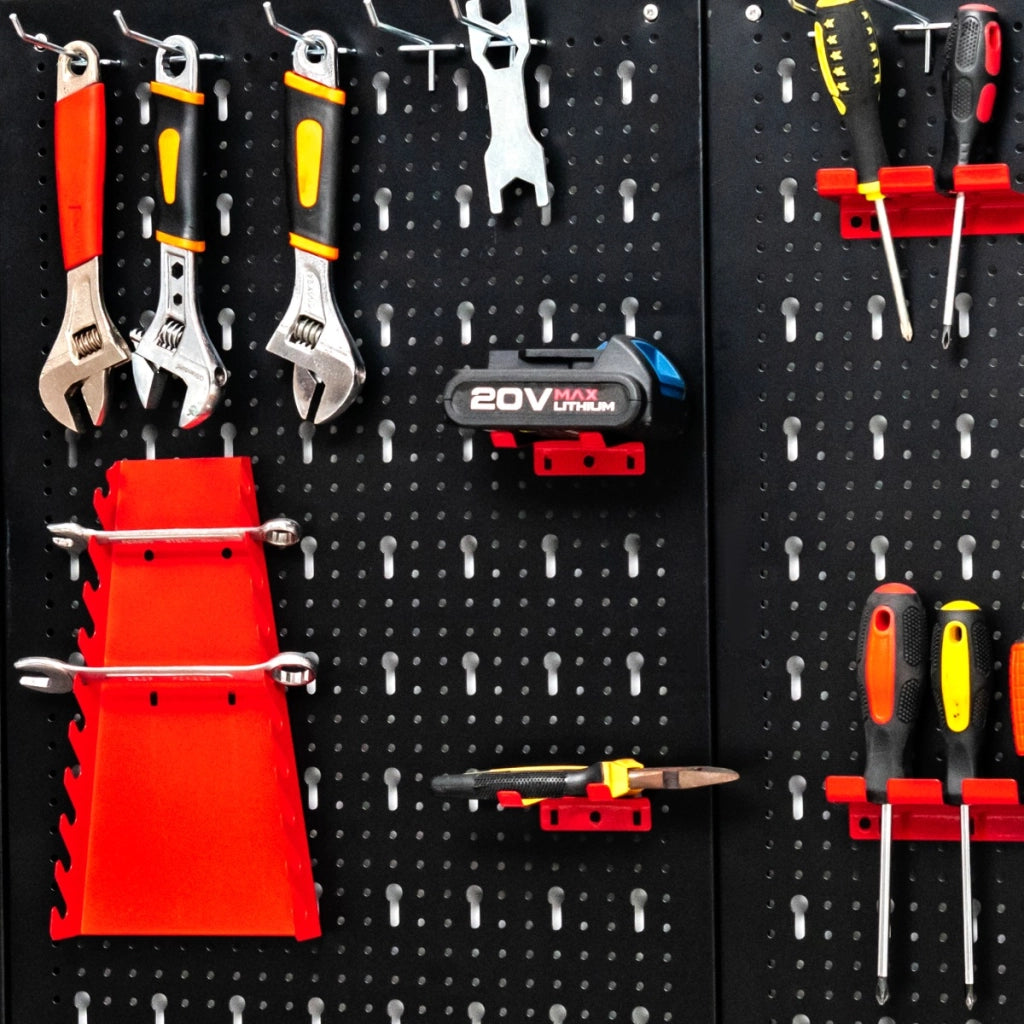 Organizer da parete in metallo con 3 pannelli forati 25 accessori, Kit per la conservazione degli attrezzi-Deposito utensili Tool