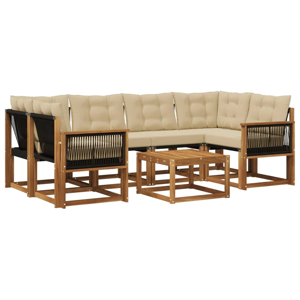 Set di divani da esterno 7 pz Naturale e Beige 3381809
