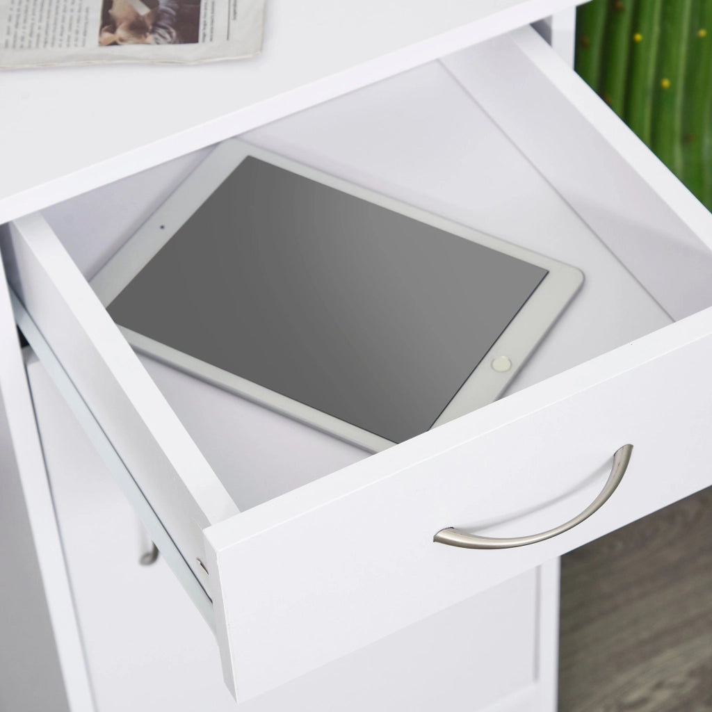 Scrivania da Ufficio Porta PC 2 Cassetti 1 Anta 111x48x75,8 cm in Legno  Bianco
