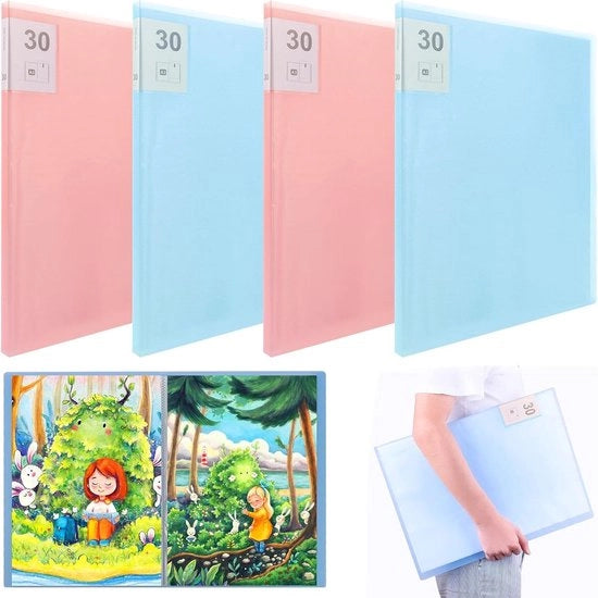 Quadri di pittura con diamanti A3 presentatiemap con bustine trasparenti - album fotografico - 30 bustine trasparenti - adatto per 60 fogli - blu - rosa - moderno