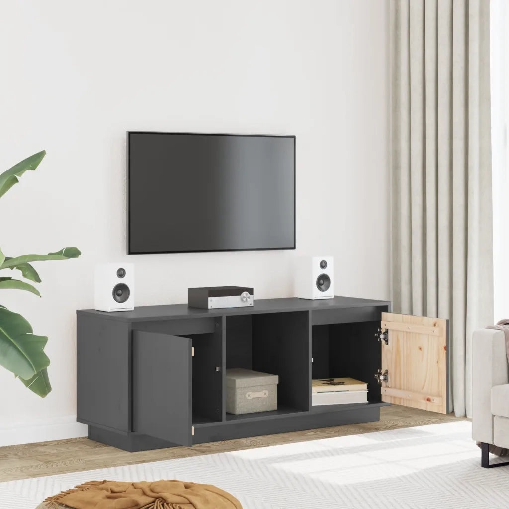 Mobile Porta TV Grigio 110,5x35x44 cm in Legno Massello di Pino cod mxl 19754