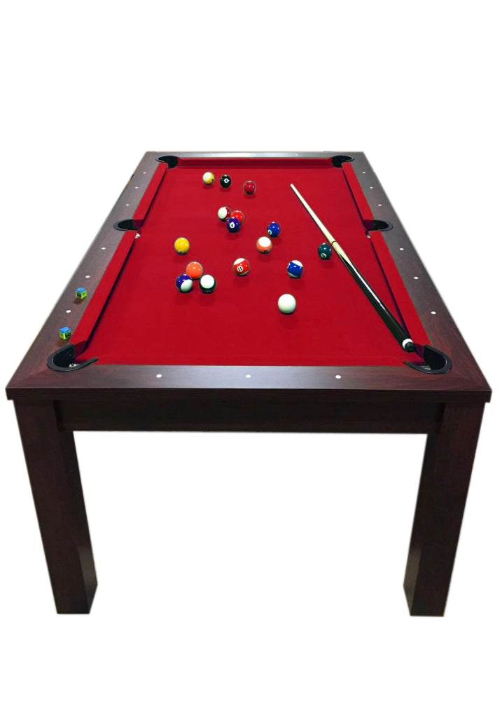 Tavolo da Biliardo Rosso 7 Piedi convertibile in tavolo con panche – Rich Red