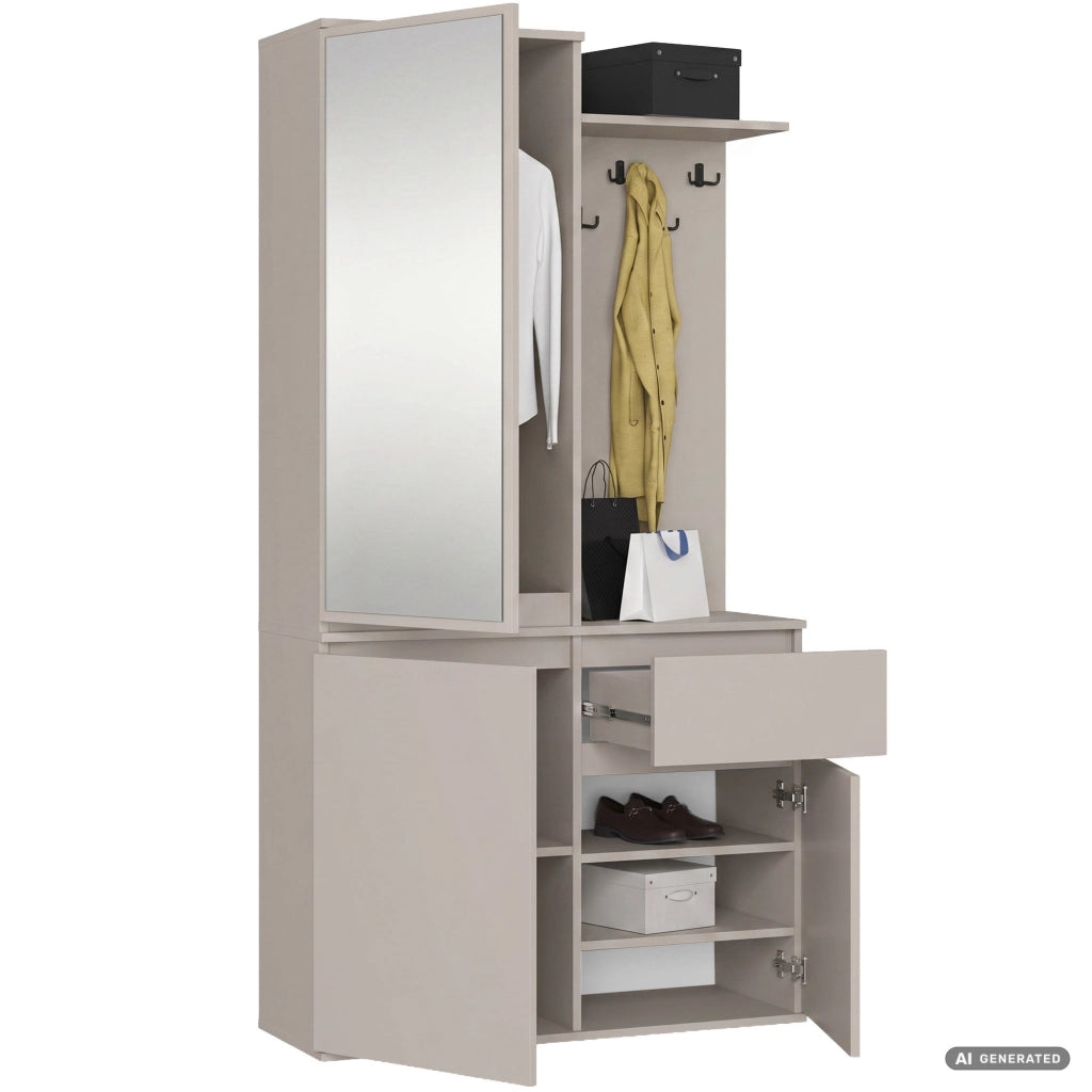 Mobile ingresso ENTRO Cashmere 95 cm con specchio e scarpiera